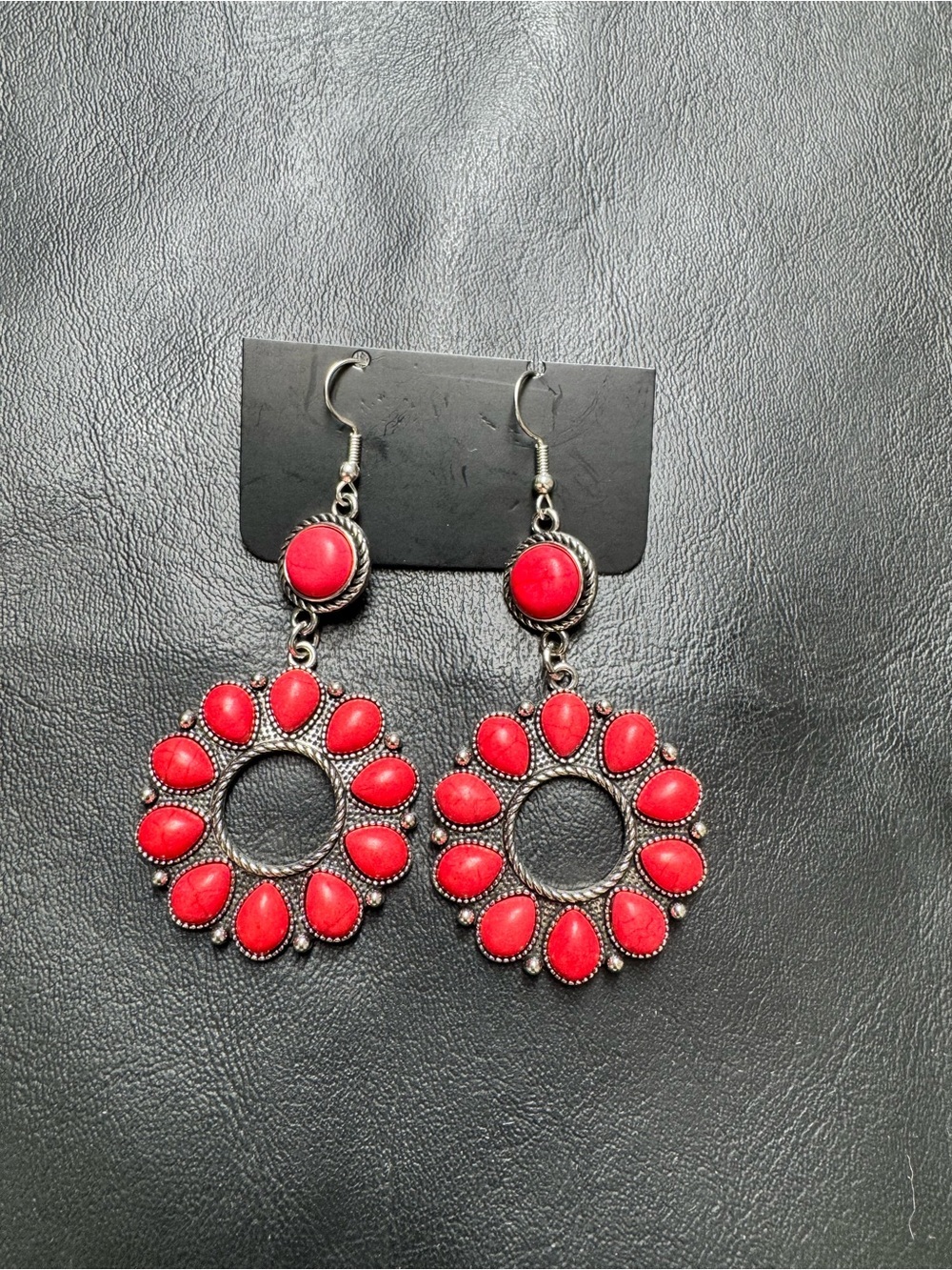Pink Floral Circle Dangle Earrings for Women
